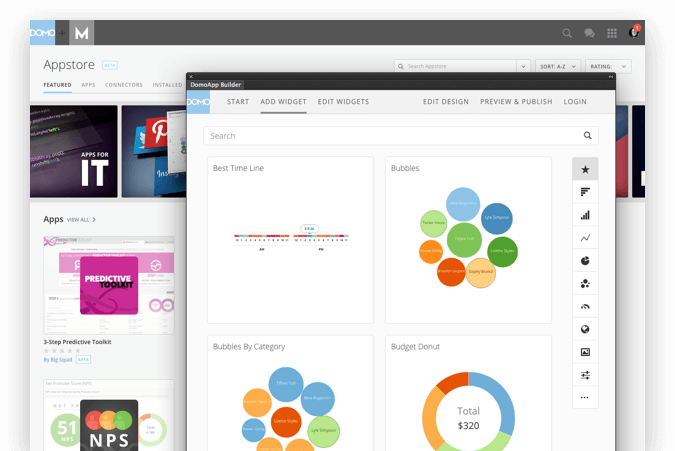 Screenshot van Domo Business Cloud software.